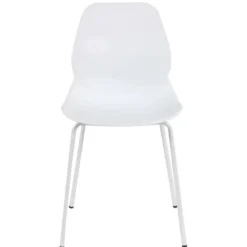 Sedia Cucina Moderna in Plastica Bianco con Gambe in Metallo Bianco