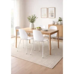 Sedia Cucina Moderna in Plastica Bianco con Gambe in Metallo Bianco