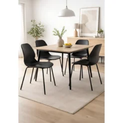 Sedia Cucina Moderna in Plastica Nero con Gambe in Metallo Nero