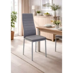 Sedia Cucina Moderna Metallo Grigio Seduta Imbottita Schienale Alto