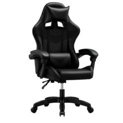 Sedia da Gaming in PVC con Imbottitura Nero Reclinabile Girevole