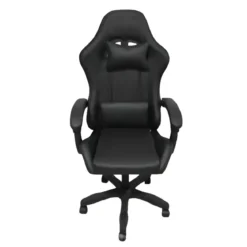 Sedia da Gaming in PVC con Imbottitura Nero Reclinabile Girevole