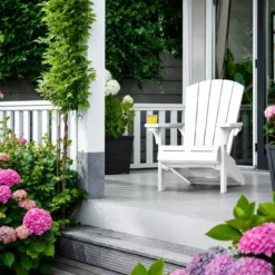 Sedia da Giardino Poltrona Keter Bianco Effetto Legno Porta Bicchiere
