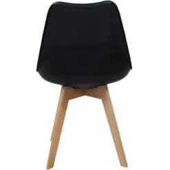 Sedia da Pranzo Moderna Gambe Legno Faccio Seduta Poliuretano Nero