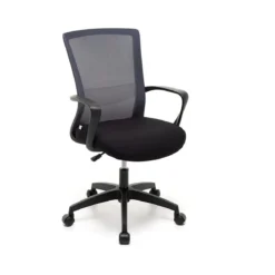 Sedia da Scrivania Seduta Ufficio Grigio con Braccioli Ergonomica con Ruote