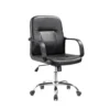 Sedia da Ufficio Direzionale in Ecopelle Nero con Base Cromata
