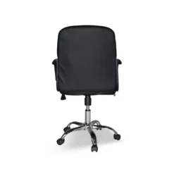 Sedia da Ufficio Direzionale in Ecopelle Nero con Base Cromata