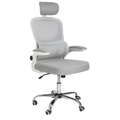 Sedia da Ufficio Ergonomica Grigio Schienale e Braccioli Regolabili