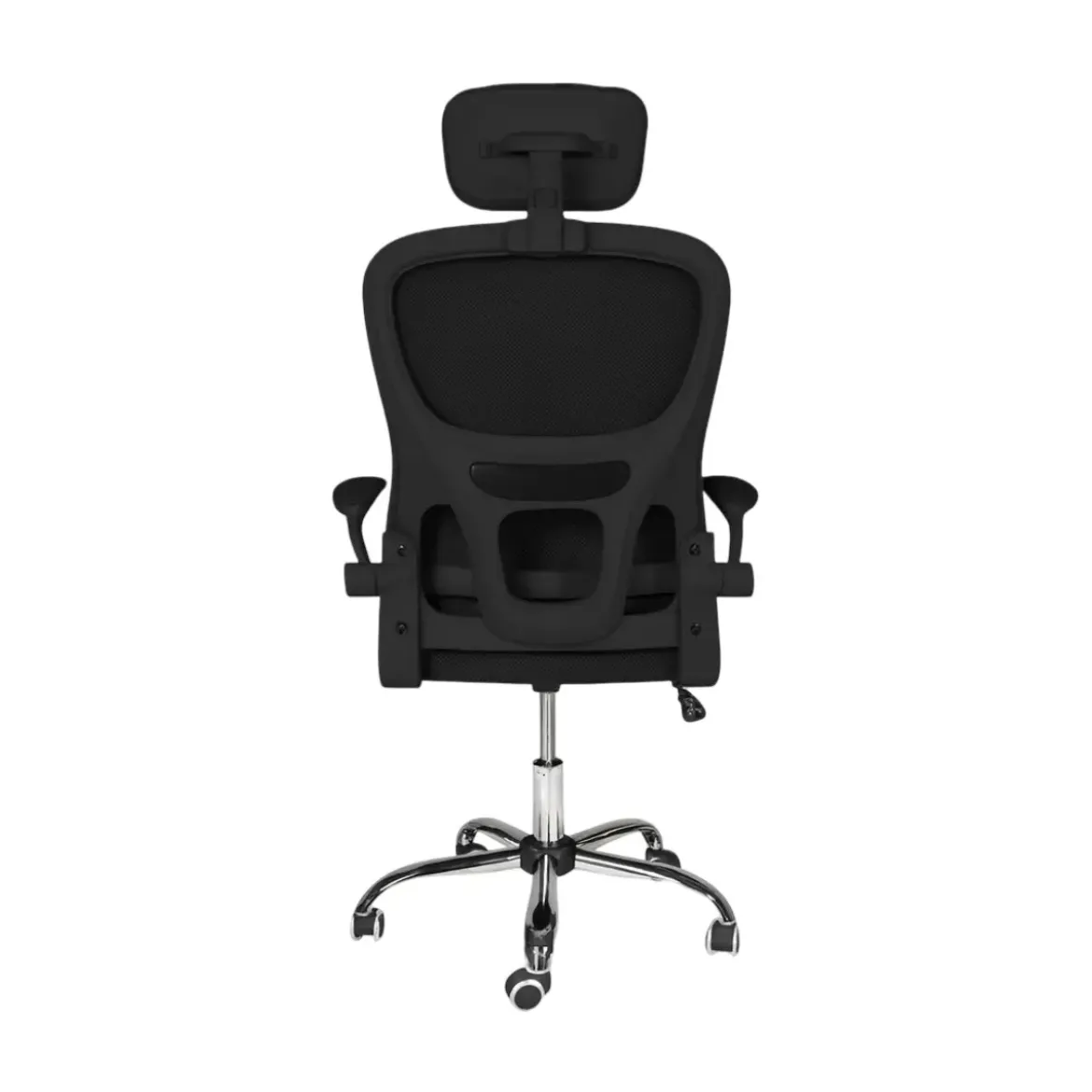 Sedia da Ufficio Ergonomica Nero in Rete con Braccioli e Poggiatesta