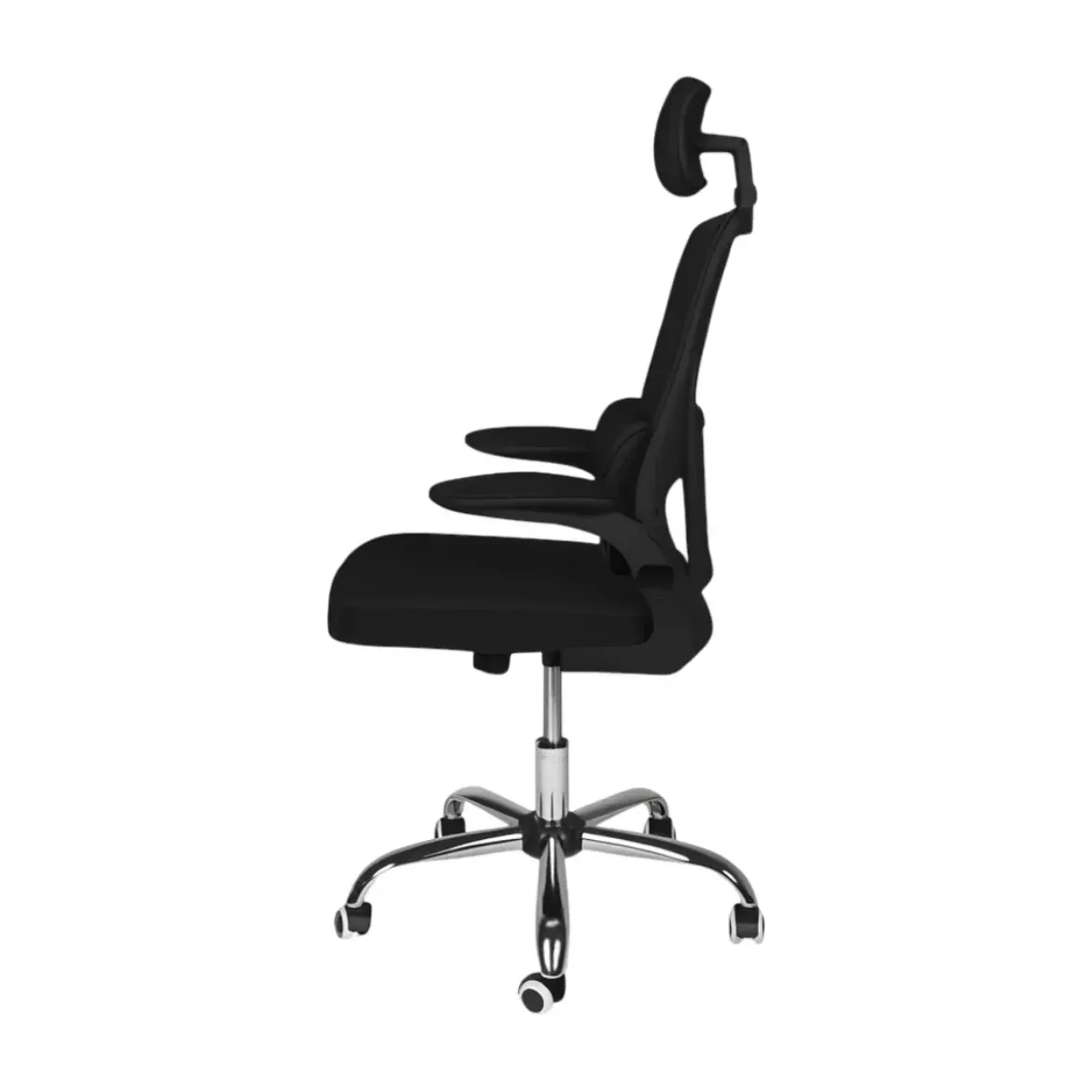 Sedia da Ufficio Ergonomica Nero in Rete con Braccioli e Poggiatesta