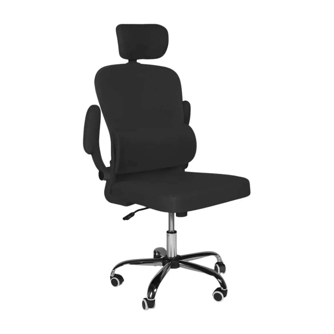 Sedia da Ufficio Ergonomica Nero in Rete con Braccioli e Poggiatesta