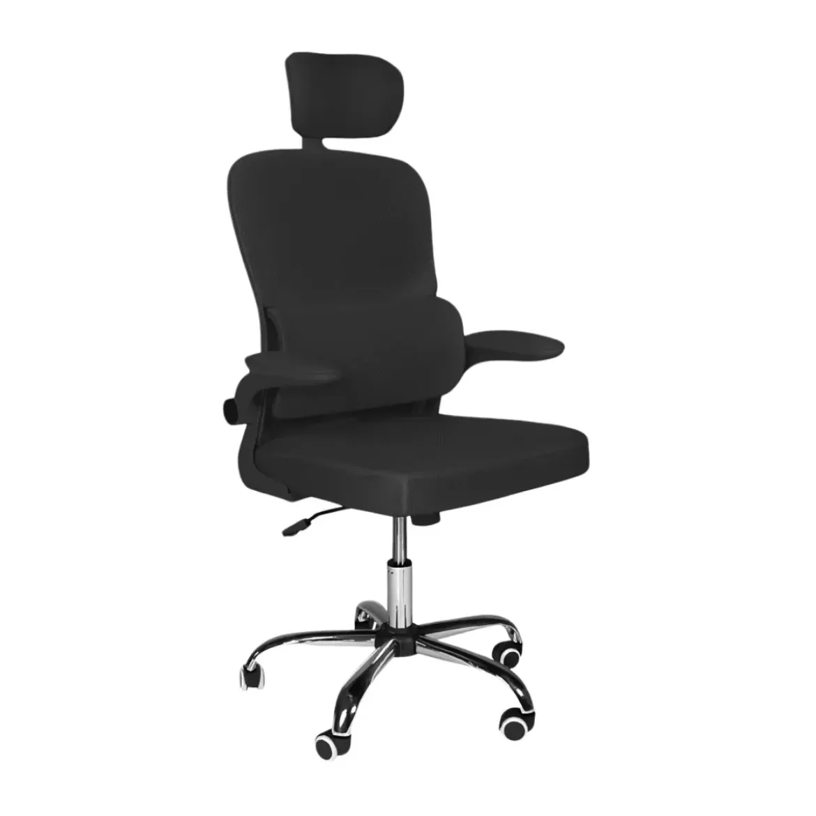 Sedia da Ufficio Ergonomica Nero in Rete con Braccioli e Poggiatesta
