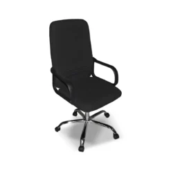 Sedia da Ufficio Imbottita in Tessuto Nero e base Cromata