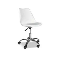 Sedia da Ufficio in Plastica Bianco e Base Cromata