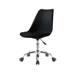 Sedia da Ufficio in Plastica Nero e Base Cromata
