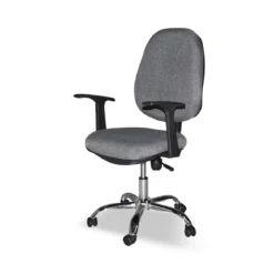 Sedia da Ufficio in Tessuto Grigio con Base Cromata