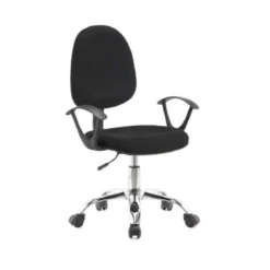 Sedia da Ufficio in Tessuto Nero con Base Cromata