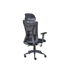 Sedia da Ufficio Nera in Rete Ergonomica con Ruote