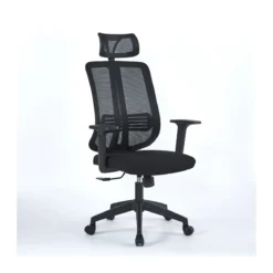 Sedia da Ufficio Satia in Tessuto Mesh Nero e base Nera