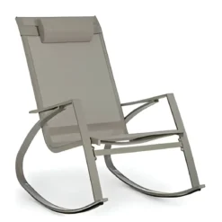 Sedia Dondolo da Esterno in Acciaio 60x104x95 cm con Poggiatesta