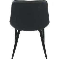 Sedia Imbottita Sala da Pranzo in Ecopelle Nero Moderna Gambe Metallo