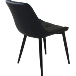 Sedia Imbottita Sala da Pranzo in Ecopelle Nero Moderna Gambe Metallo