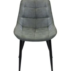 Sedia Imbottita Sala da Pranzo in Ecopelle Grigio Moderna Gambe Nere