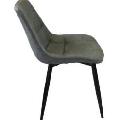 Sedia Imbottita Sala da Pranzo in Ecopelle Grigio Moderna Gambe Nere