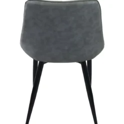 Sedia Imbottita Sala da Pranzo in Ecopelle Grigio Moderna Gambe Nere