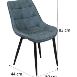Sedia Imbottita Sala da Pranzo Seduta Ecopelle Blu Moderna Gambe Nere