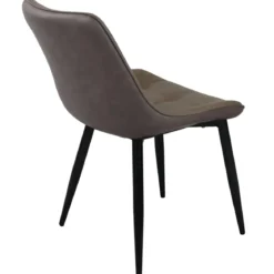 Sedia Imbottita Sala da Pranzo in Ecopelle Marrone Moderna Gambe Nere