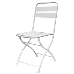 Sedia Pieghevole in Acciaio Bianco per Esterno e Interno 42x50x88 cm