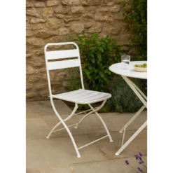 Sedia Pieghevole in Acciaio Bianco per Esterno e Interno 42x50x88 cm