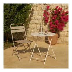 Sedia Pieghevole in Acciaio Tortora per Esterno e Interno 42x50x88 cm