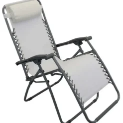 Sedia Sdraio Pieghevole in Textilene Beige da Spiaggia Giardino Balcone