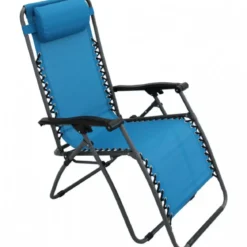 Sedia Sdraio Pieghevole in Textilene Blu da Spiaggia Giardino Balcone