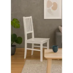 2 Sedie Bianche in Legno Massello Moderne da Salotto per Cucina Soggiorno Design