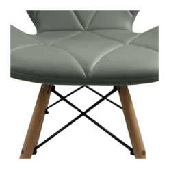 4 Sedie da Pranzo Grigio con Gambe in Legno seduta in Ecopelle