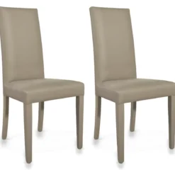 2 Sedie Imbottite Tortora in Ecopelle per Sala da Pranzo o Salotto