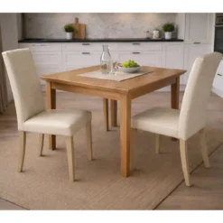 2 Sedie in Ecopelle Beige Cucina Imbottita Moderna Sala da Pranzo Salotto Legno