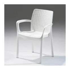 4 Sedie Poltrone Braccioli Keter Resina Bianco Rattan Esterno Giardino per Bar