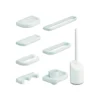 Set Accessori Bagno Kit Plastica Porta Asciugamani Rotolo Carta Sapone Scopino