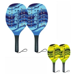Set Beach Tennis 2 Racchette Legno Professionale Colorate con Pallina