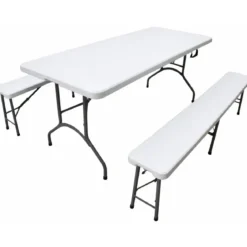 Set Birreria Richiudibile in Resina Tavolo 2 Panche Arredo Esterno Pieghevole