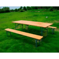 Set Birreria Tavolo 70x220 da Esterno in Legno con 2 Panche Pieghevole