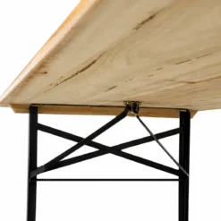 Set Birreria 220x70 in Legno Richiudibile con Tavolo 2 Panche Arredo Giardino