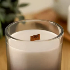 Set 3 Candele TAGU Effetto Camino in Vetro Nero con Stoppino in Legno