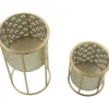 Set 2 Colonne Portavaso da Pavimento in Metallo Oro da Interno Moderno