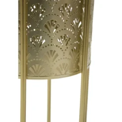 Set 2 Colonne Portavaso da Pavimento in Metallo Oro da Interno Moderno