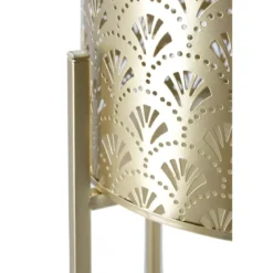 Set 2 Colonne Portavaso da Pavimento Metallo Oro Cestelli Removibili